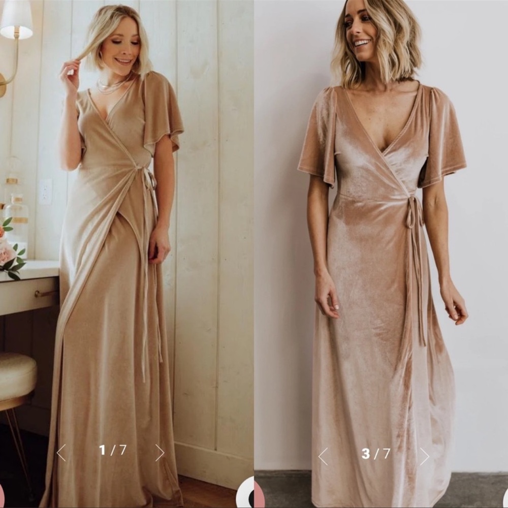 Baltic Born Velvet Wrap Maxi Dress in Tan